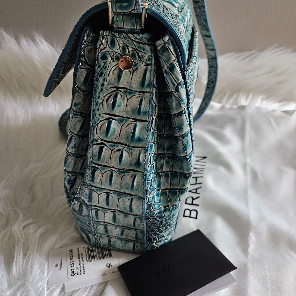 Brahmin Teal Crocodile Embossed Women's Bag Small Margo Melbourne - Picture 9 of 10